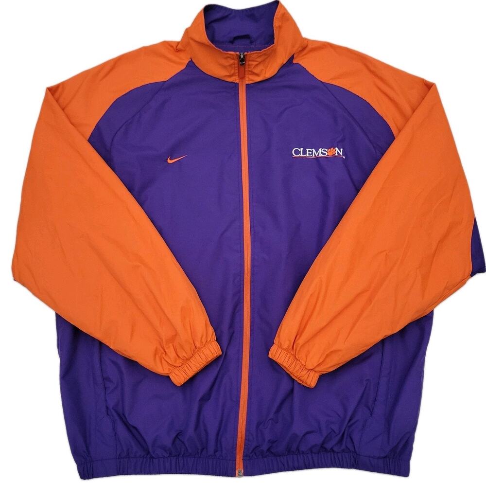 Vintage 90s Clemson Tigers Jacket Mens XL Windbreaker Purple Orange Track